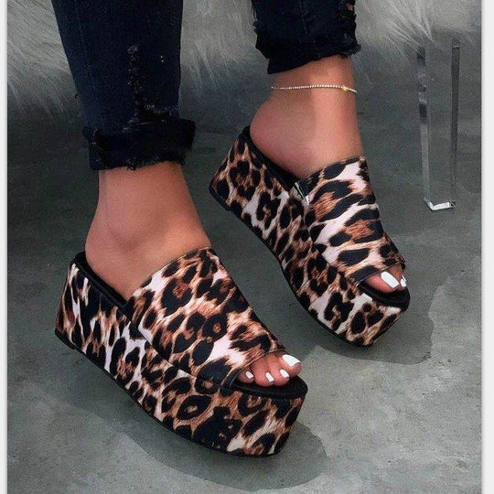 Damen Wedge-Pantoletten mit tierischem Druck und komfortabler Sohle R&B