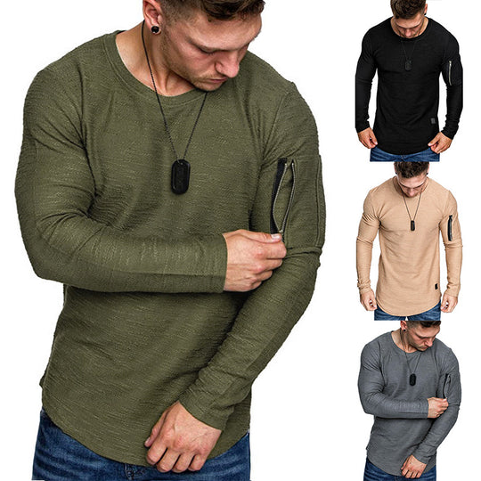 Herren Langarmshirt mit einzigartigem Schnitt und praktischem Reißverschluss R&B
