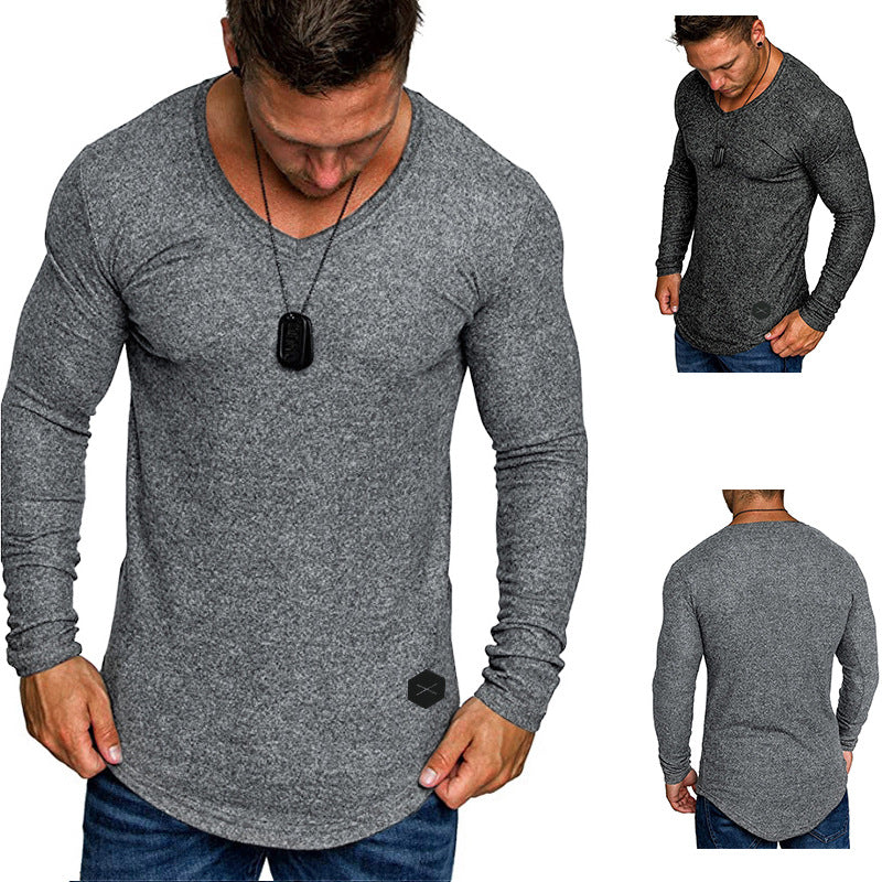 Herren Langarmshirt mit modernem V-Ausschnitt und komfortabler Passform