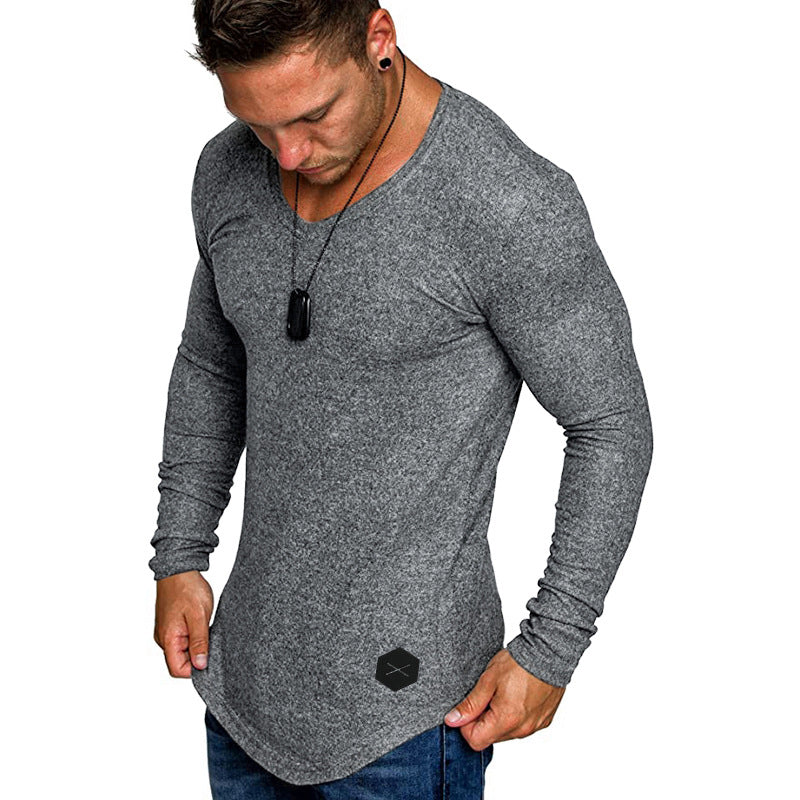 Herren Langarmshirt mit modernem V-Ausschnitt und komfortabler Passform