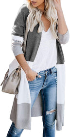 Damen Langstrickjacke mit modernem Farbblocking und bequemer Passform