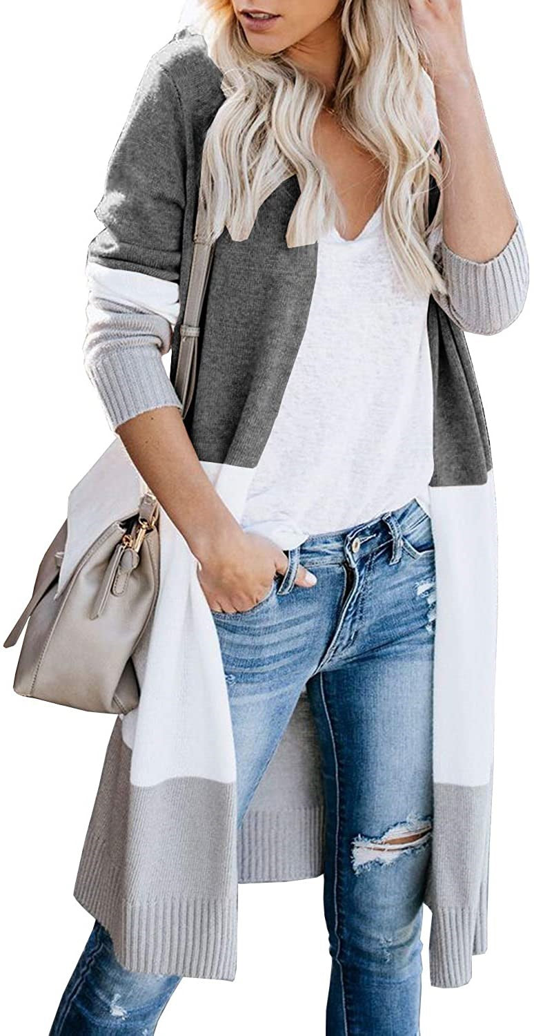Damen Langstrickjacke mit modernem Farbblocking und bequemer Passform