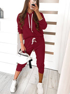 Damen sportliches Hoodie-Set mit elastischen Bündchen und komfortablem Schnitt R&B