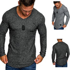Herren Langarmshirt mit modernem V-Ausschnitt und körperbetonter Passform
