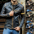 Herren Leder Bikerjacke mit Steppdetails