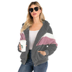 Damen Fleecejacke mit kontrastierenden Streifen und Kapuze