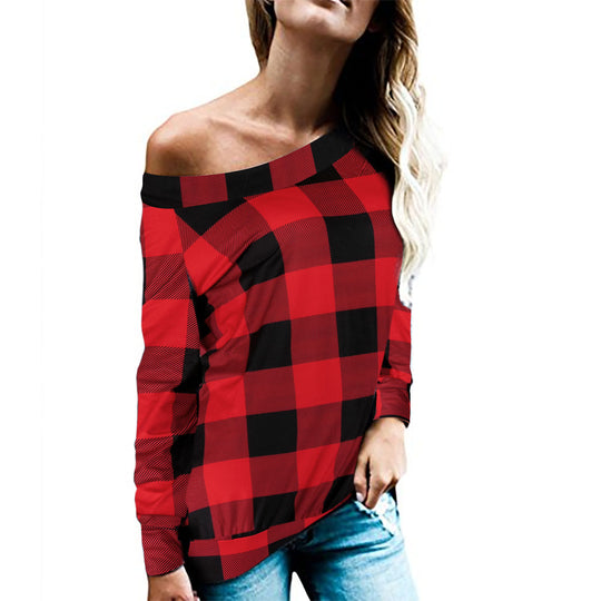 Damen Oversized Pullover mit animalischem Muster und offener Schulter R&B