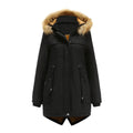 Damen Winterparka mit Kapuze und Kunstfellbesatz