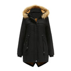 Damen Winterparka mit Kapuze und Kunstfellbesatz