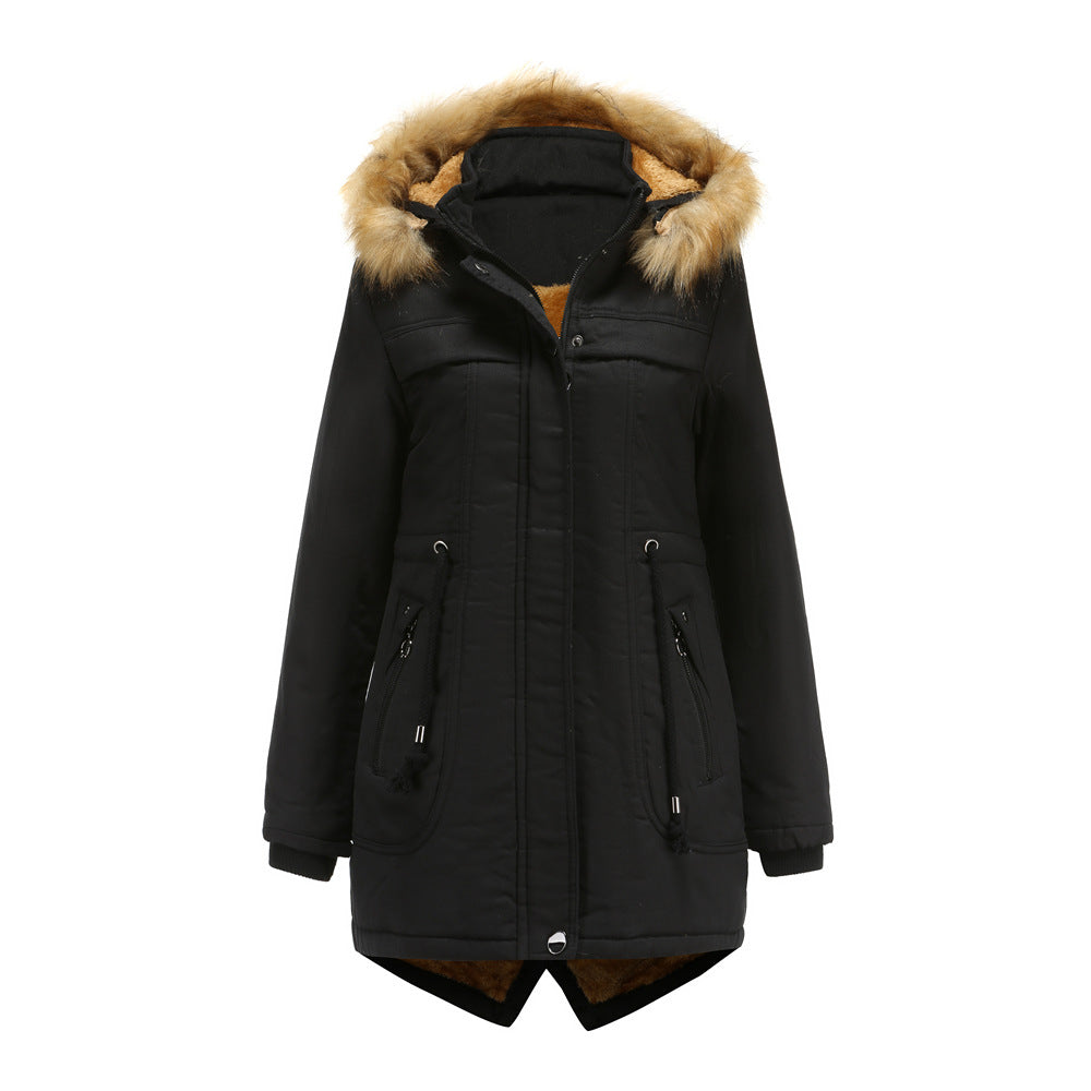 Damen Winterparka mit Kapuze und Kunstfellbesatz