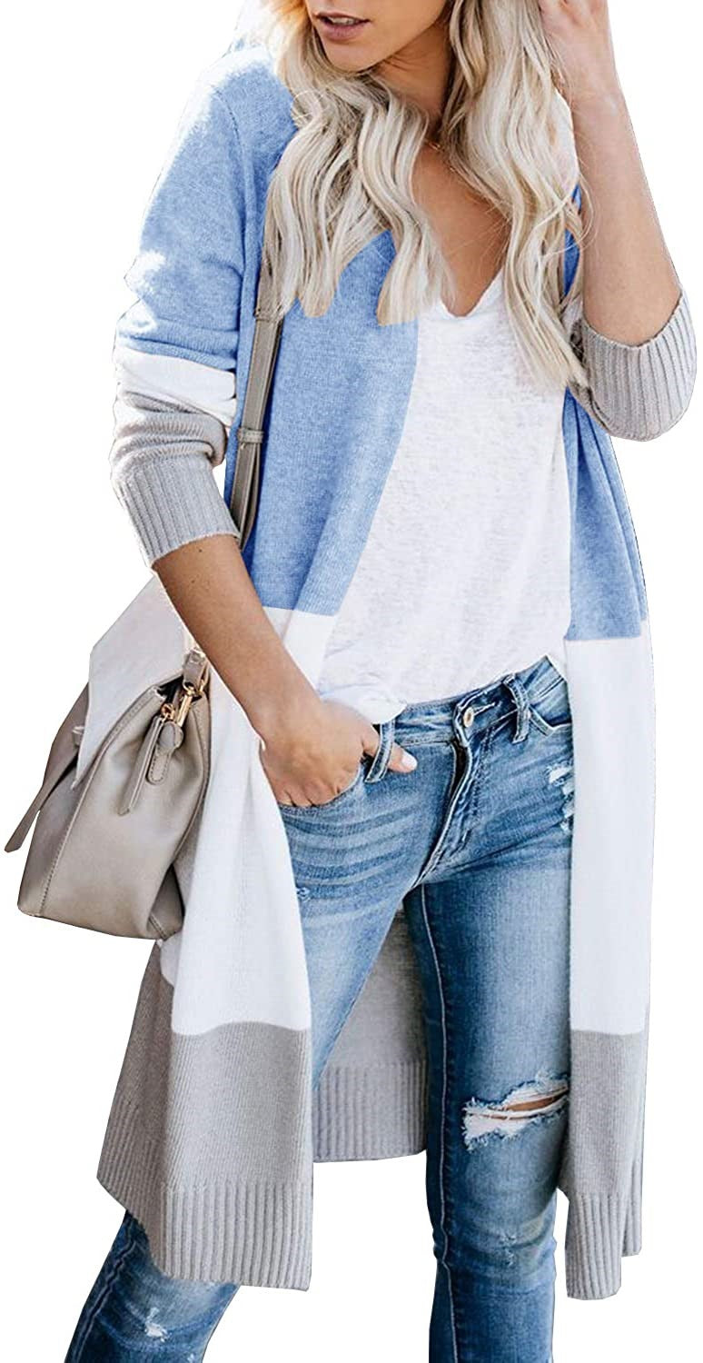 Damen Langstrickjacke mit modernem Farbblocking und bequemer Passform