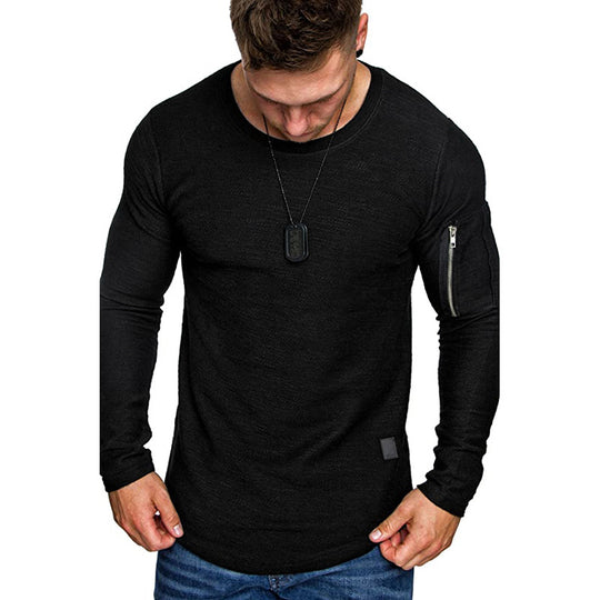 Herren Langarmshirt mit einzigartigem Schnitt und praktischem Reißverschluss R&B