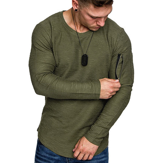 Herren Langarmshirt mit einzigartigem Schnitt und praktischem Reißverschluss R&B