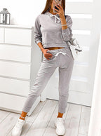 Damen sportliches Hoodie-Set mit elastischen Bündchen und komfortablem Schnitt R&B