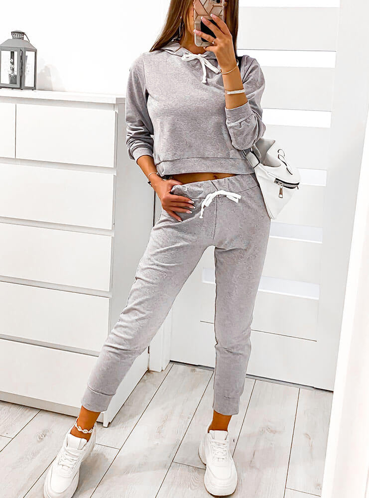 Damen sportliches Hoodie-Set mit elastischen Bündchen und komfortablem Schnitt R&B