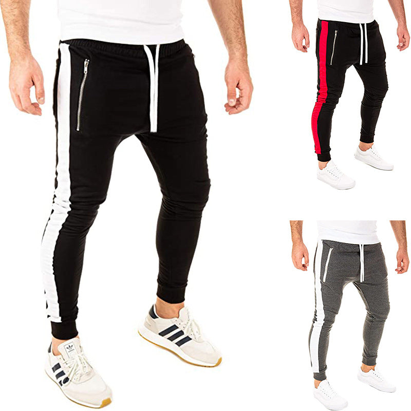 Herren Sportliche Jogginghose mit seitlichen Reißverschlusstaschen und elastischem Bund