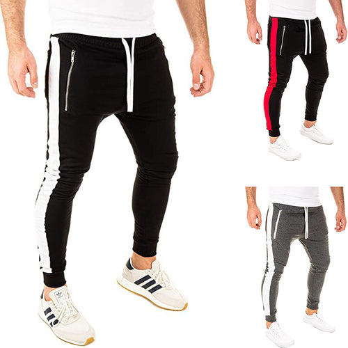Herren Sportliche Jogginghose mit seitlichen Reißverschlusstaschen und elastischem Bund R&B