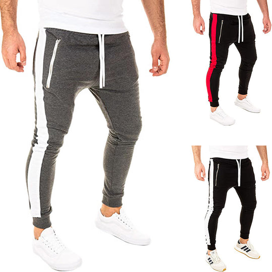 Herren Sportliche Jogginghose mit seitlichen Reißverschlusstaschen und elastischem Bund R&B