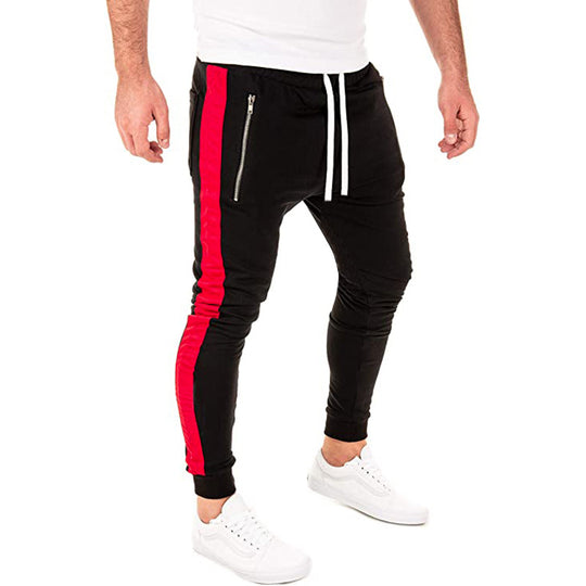 Herren Sportliche Jogginghose mit seitlichen Reißverschlusstaschen und elastischem Bund R&B