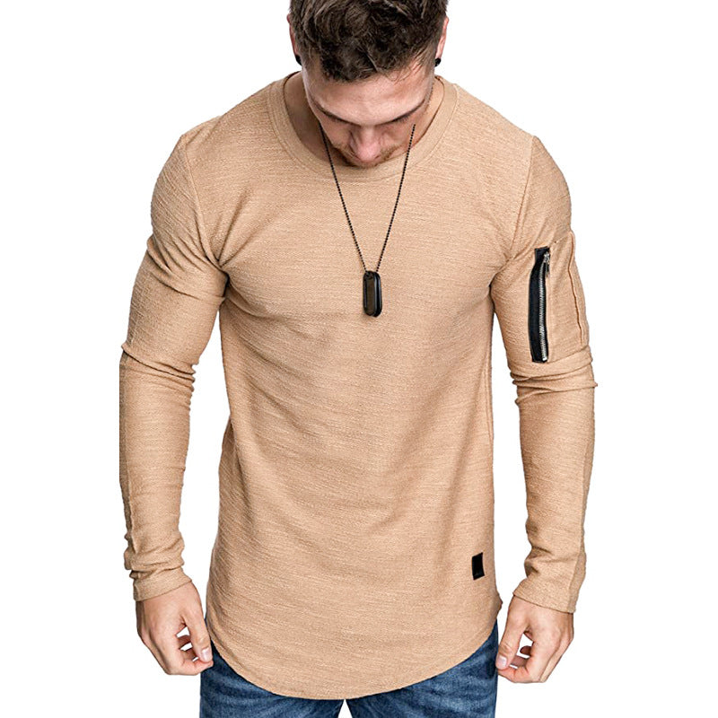 Herren lässiges Langarmshirt mit strapazierfähigem Reißverschluss und modernem Schnitt R&B