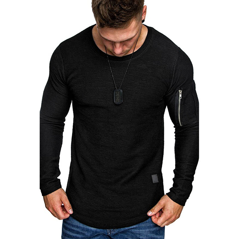 Herren lässiges Langarmshirt mit strapazierfähigem Reißverschluss und modernem Schnitt R&B
