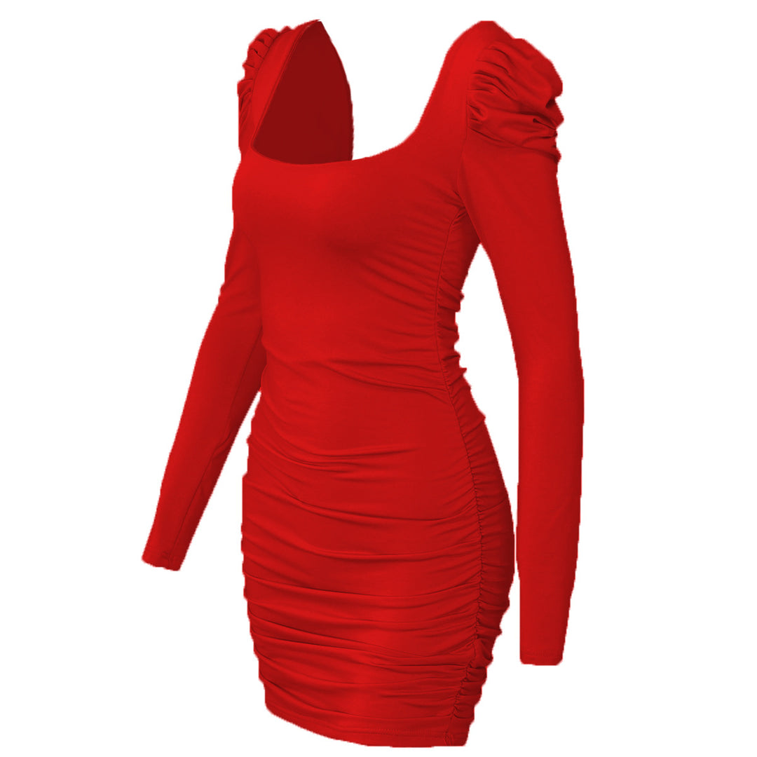 Damen Raffiniertes Mini-Kleid mit Raffung und Ballonärmeln R&B