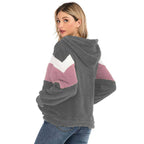 Damen Fleecejacke mit kontrastierenden Streifen und Kapuze