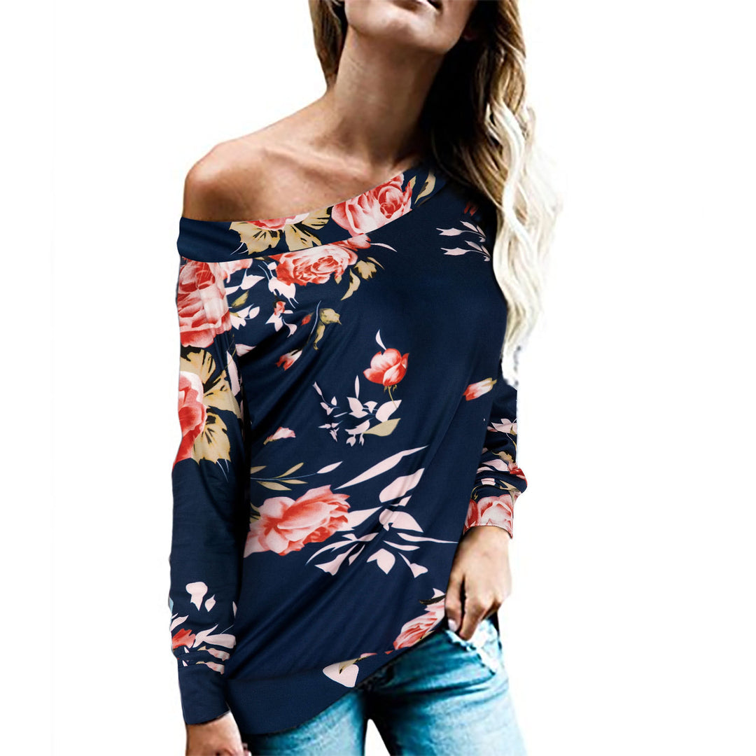Damen Oversized Pullover mit animalischem Muster und offener Schulter R&B