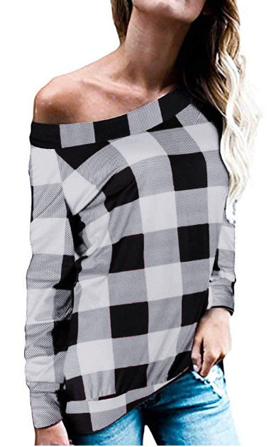 Damen Oversized Pullover mit animalischem Muster und offener Schulter R&B