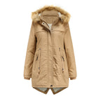 Damen Winterparka mit Kapuze und Kunstfellbesatz