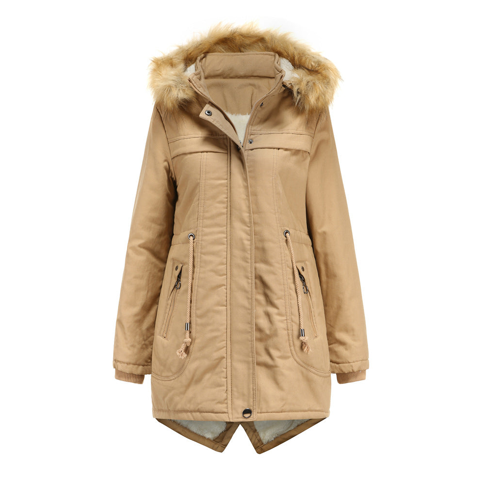 Damen Winterparka mit Kapuze und Kunstfellbesatz