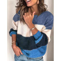Damen weicher Pullover mit farbigen Blockstreifen R&B