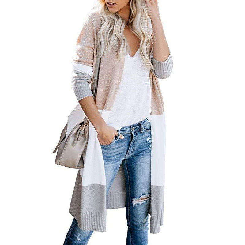 Damen Langstrickjacke mit modernem Farbblocking und bequemer Passform