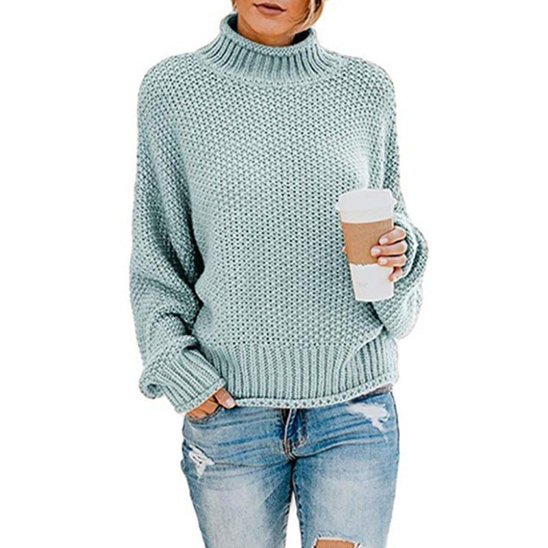Damen gemütlicher Rollkragenpullover aus strukturierter Wolle R&B