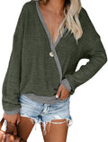 Damen lässiger V-Ausschnitt Pullover mit strukturierter Oberfläche R&B