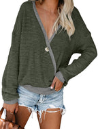 Damen lässiger Pullover mit tiefem V-Ausschnitt und lockerer Passform
