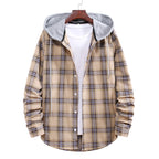 Herren Flanellhemdjacke mit integrierter Kapuze
