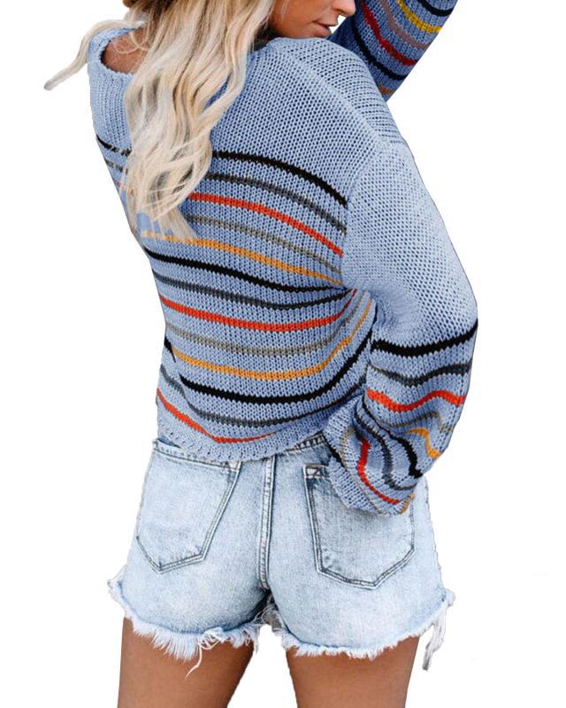 Damen gestreifter, lässiger Pullover R&B