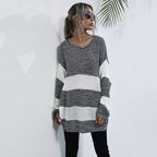 Damen Oversized Strickpullover mit gestreiftem Muster und lässigem Schnitt R&B