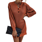 Damen Strickkleid mit Knopfdetails und strukturiertem GewR&Be R&B