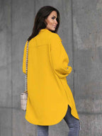 R&B | Bequemes Langarmhemdjacke mit Knöpfen, Wollkragen und Revers