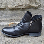 Damen moderne Ankle Boots mit asymmetrischem Reißverschluss und modischer Faltenoptik R&B