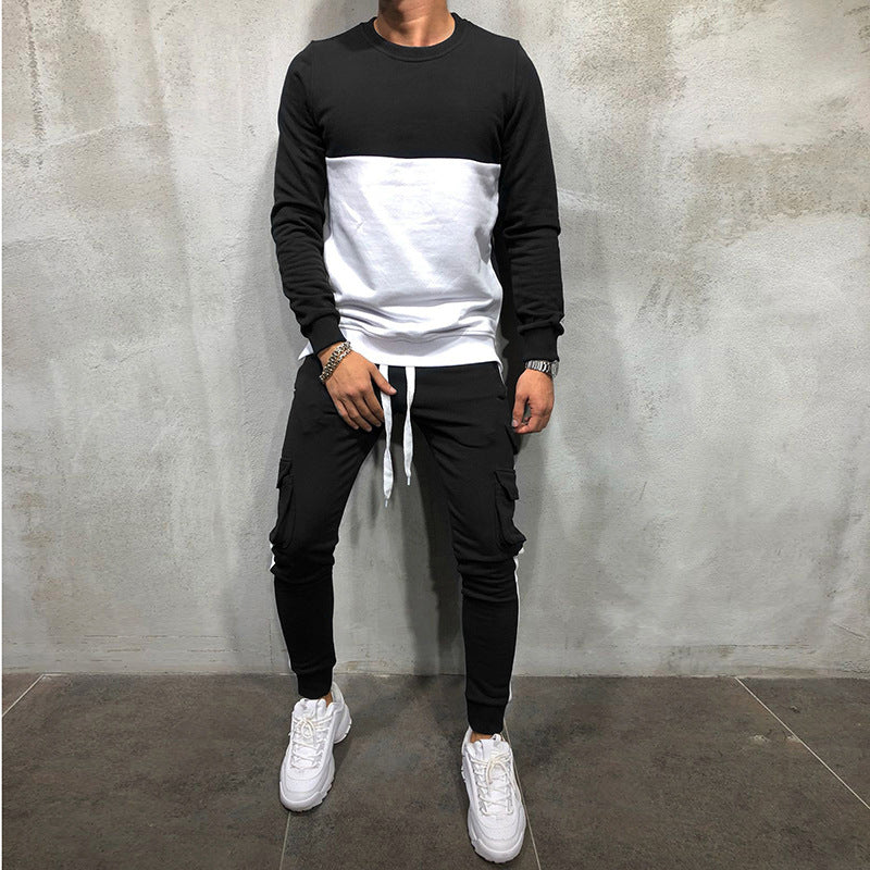 Herren modisches Sweatshirt- und Jogginghosen-Set mit funktionalen Taschen