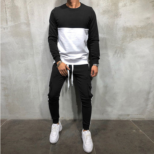 Herren modisches Sweatshirt- und Jogginghosen-Set mit funktionalen Taschen R&B