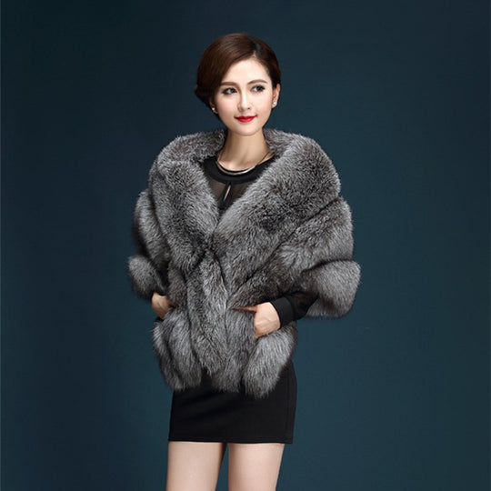 Damen Elegante Kunstpelz-Stola mit voluminösem Schnitt R&B
