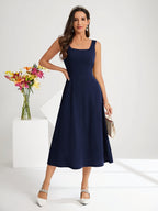 R&B | Elegantes Kleid mit Trägern Dunkelblau Farbe