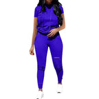 Damen Sportliches Freizeit-Set mit Kurzarmpullover und Hose mit Reißverschluss R&B