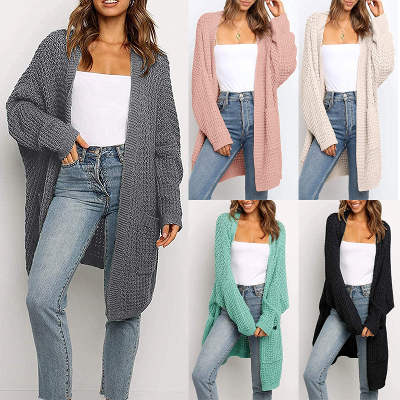 Damen Grobstrick Cardigan mit offenen Fronten und praktischen Taschen