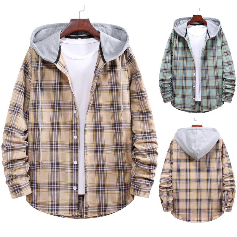 Herren Flanellhemdjacke mit integrierter Kapuze