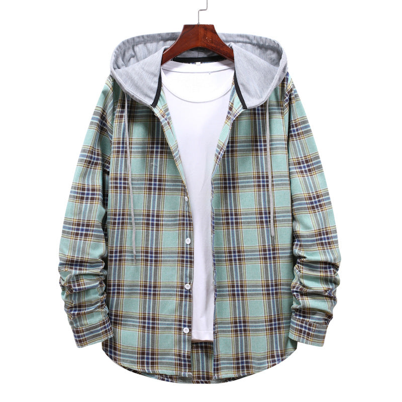 Herren Flanellhemdjacke mit integrierter Kapuze